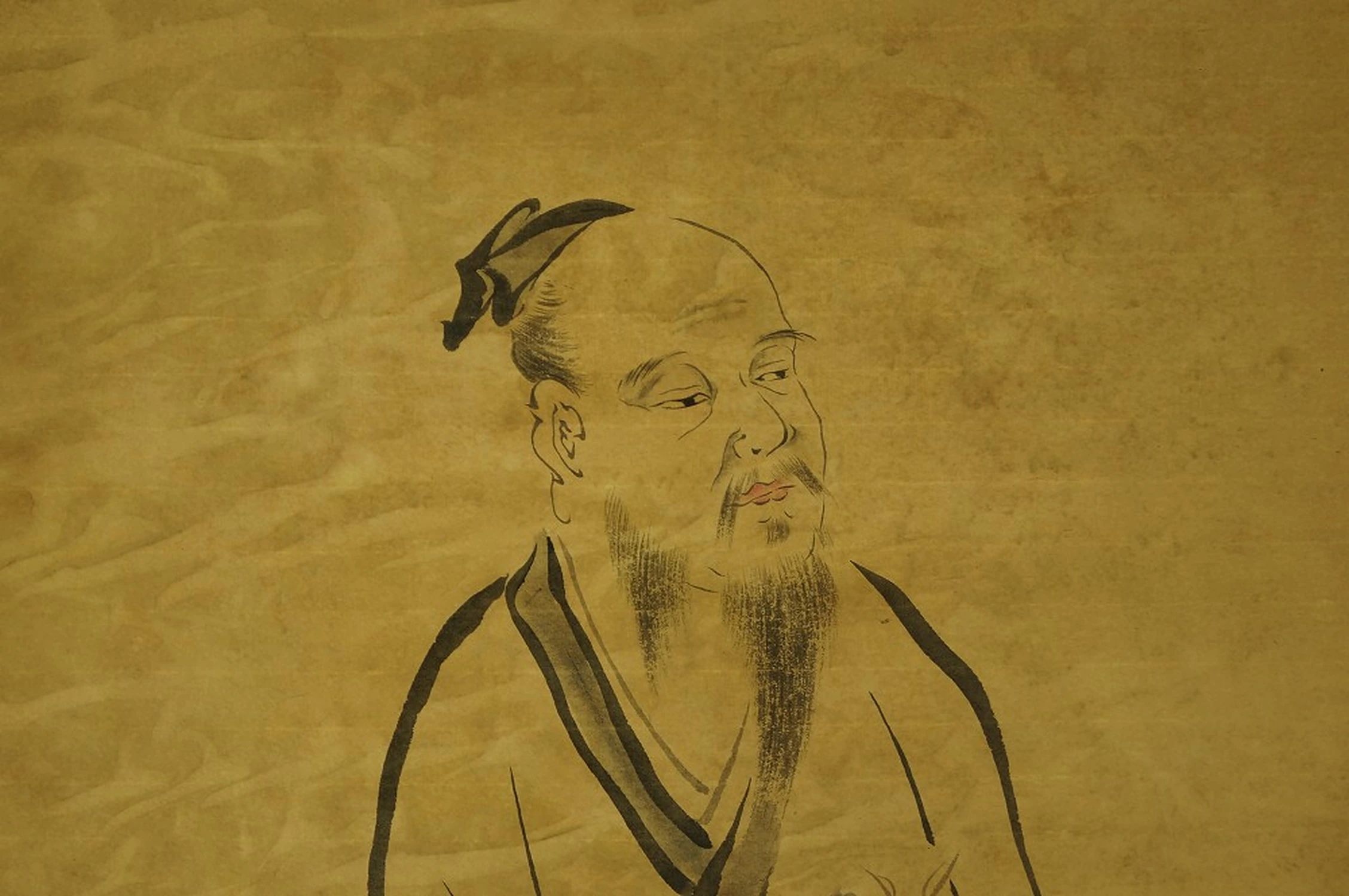 Sage with Peach hanging scroll Figure close-up