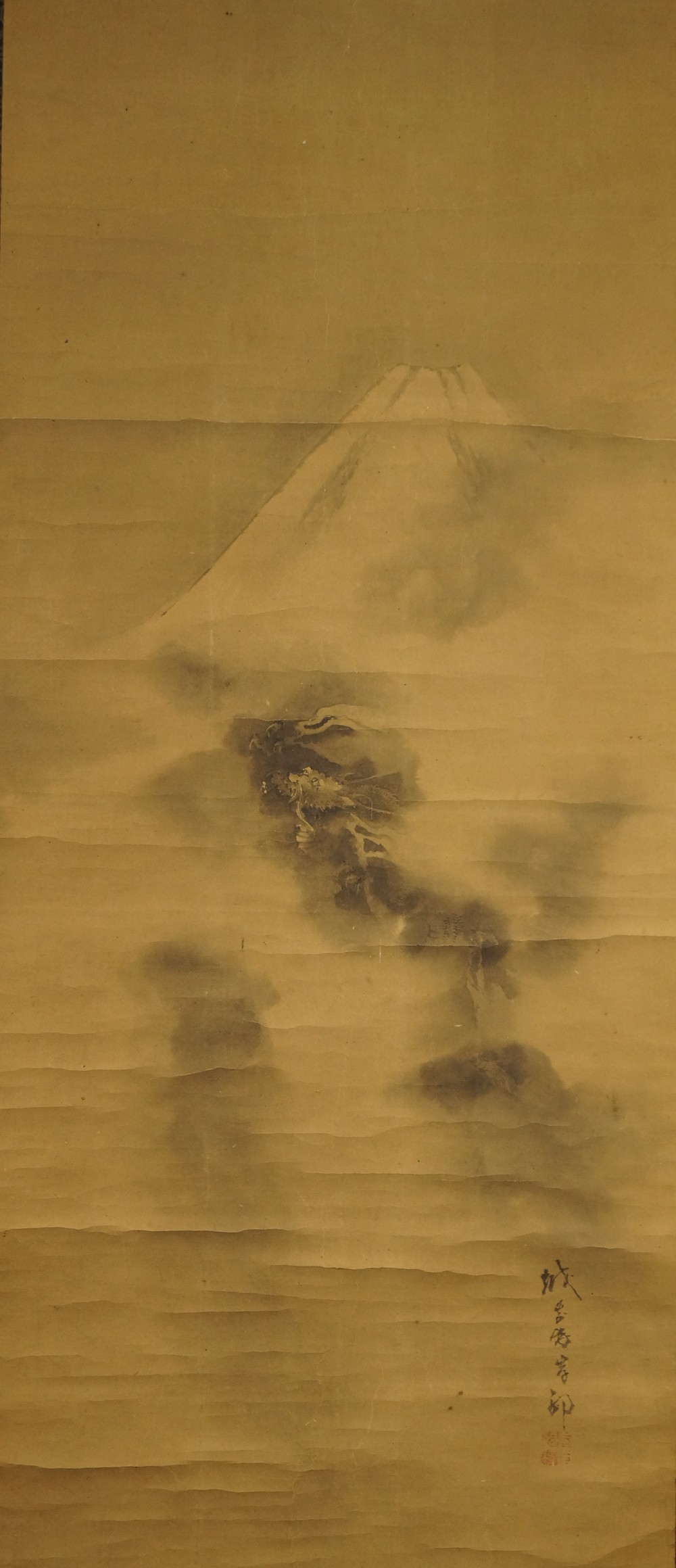 Kakemono Drache ueber dem Fuji Gesamtmotiv ohne Rahmung