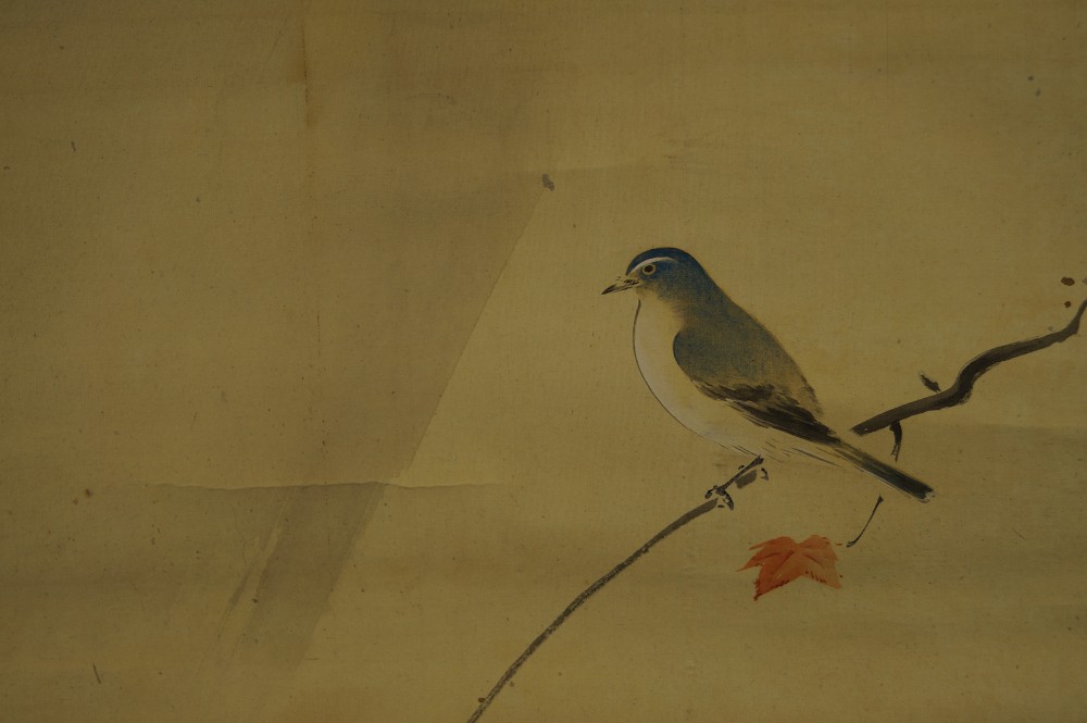 Rollo colgante japonés otoño motivo de pájaro primer plano 2