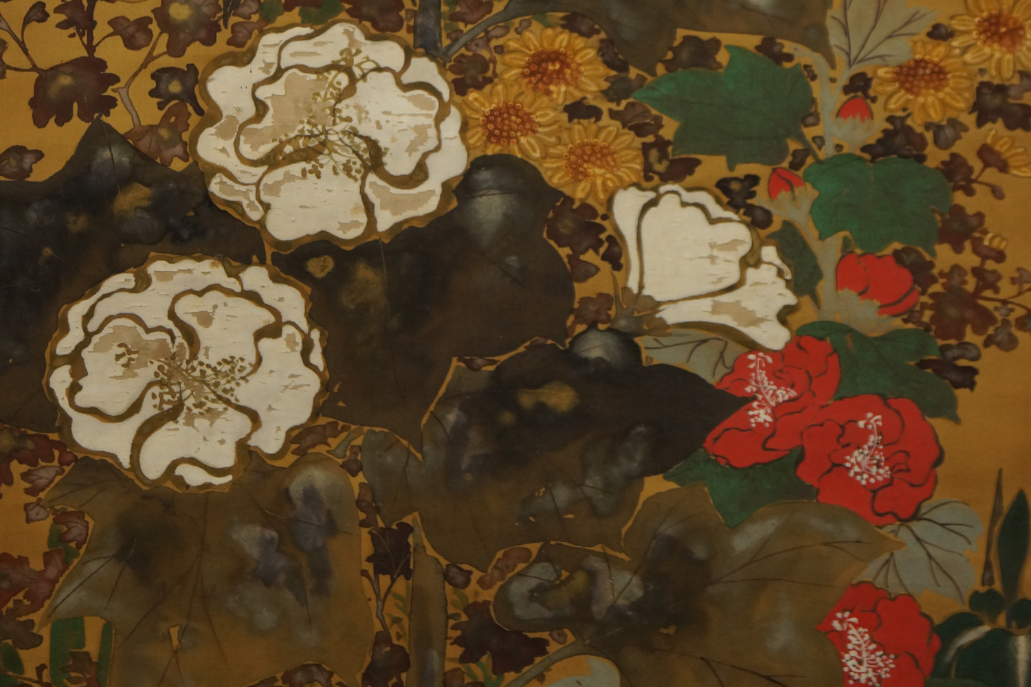 Japanische Malerei mit Blumen und Pflanzen