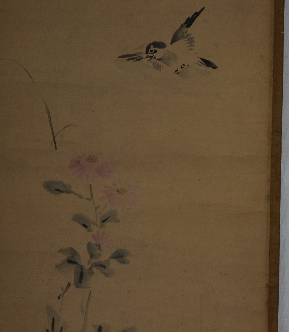 Vogel und Blume Rollbild Vogel-Motiv Nahaufnahme 2