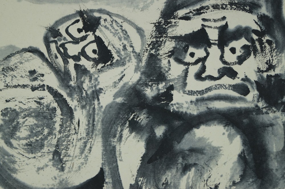 Bodhidharma Daruma Rollbild Motiv Nahaufnahme 2