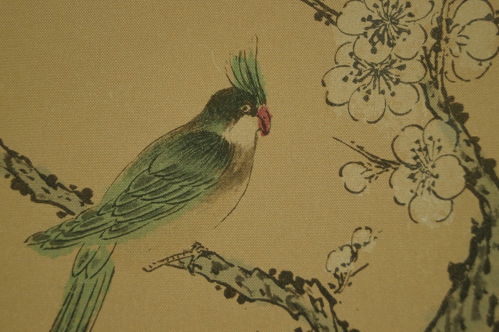 Kakemono Pfingstrosen und Sakura Voegel-Motiv Nahaufnahme 4