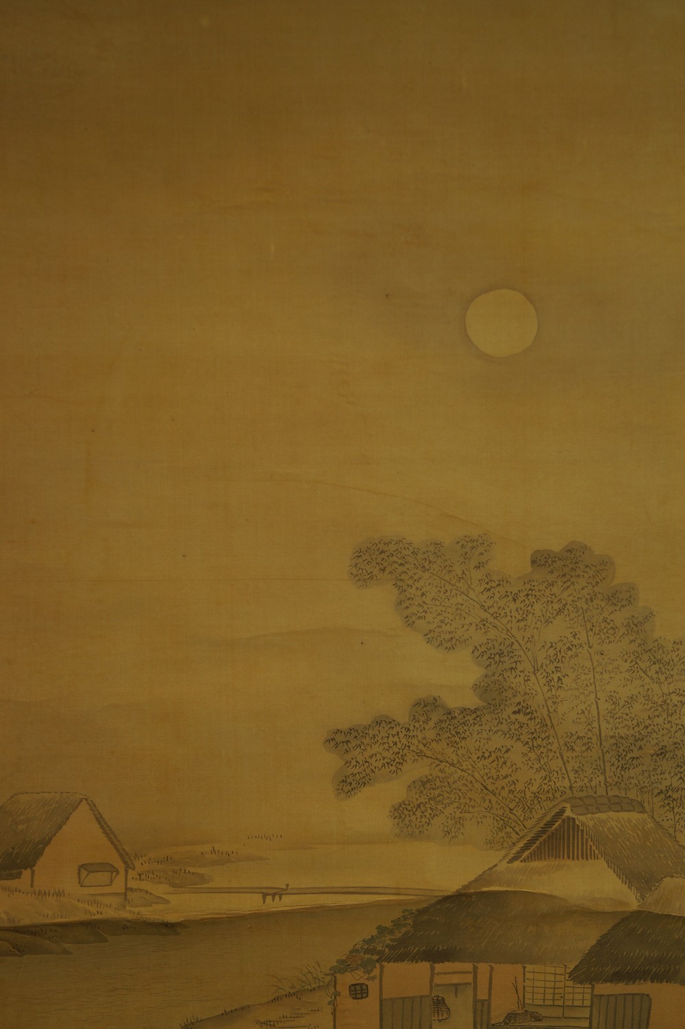 Full Moon Over River Landscape Motif Close-Up