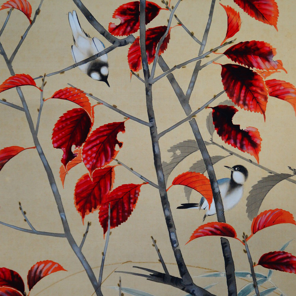 Herbstwind im Bambushain Kakemono von Abe Kinshu Motiv Nahaufnahme Vorschau