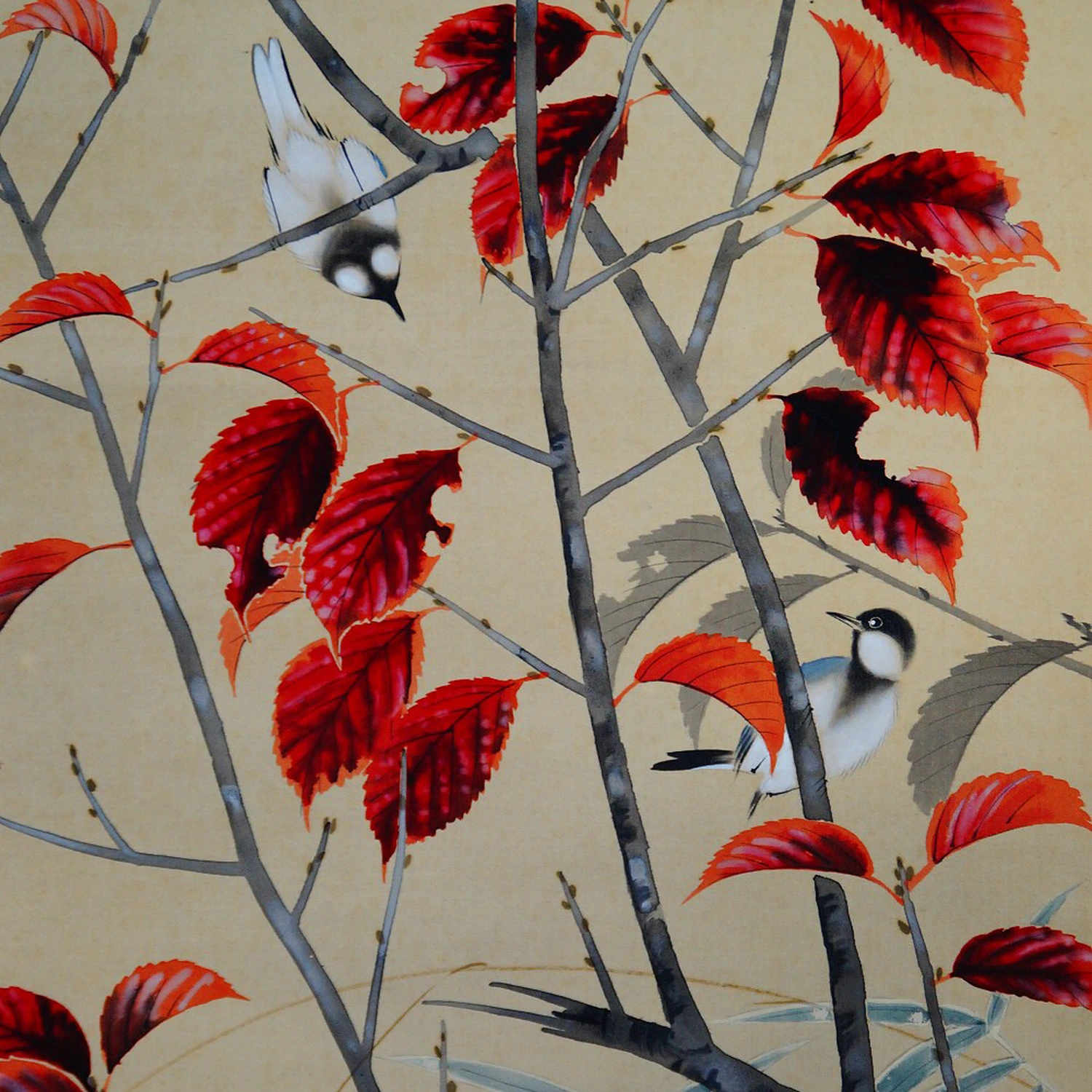 Herbstwind im Bambushain Kakemono von Abe Kinshu Motiv Nahaufnahme Vorschau
