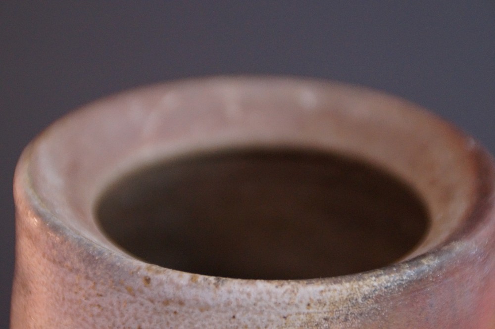 Vaso in ceramica di Bizen di Toho, primo piano del collo