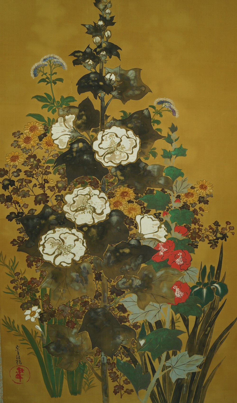 Blumen Rollbild Signatur und Siegel Nahaufnahme