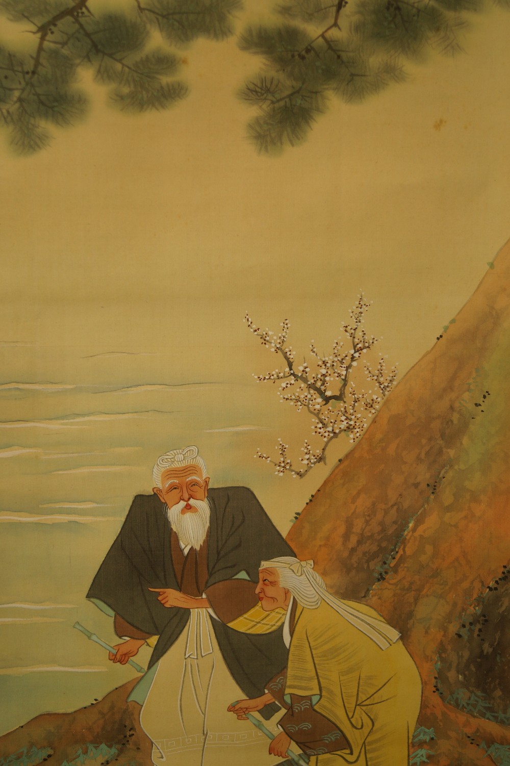 Kakemono z legendą Takasago para Takasago zbliżenie 1