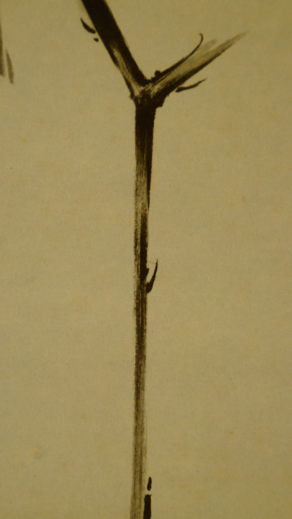 In the Manner of Musashi Bird on a Branch Brushwork Close-Up