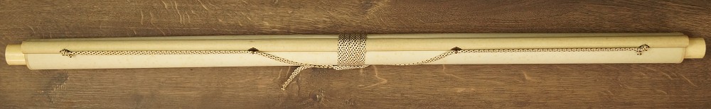 Kalligraphie Die vier Tugenden des Chado Kakemono zusammengerollt