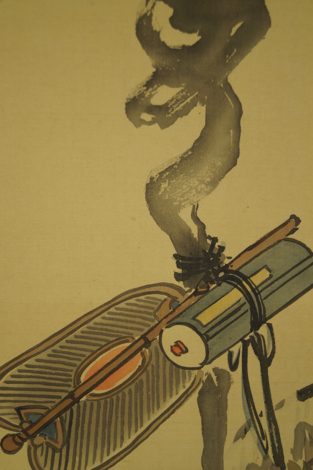 Hotei Rollbild Rauch-Motiv Nahaufnahme