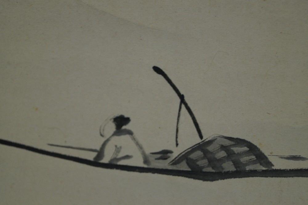 Kakemono paysage motif de bateau gros plan