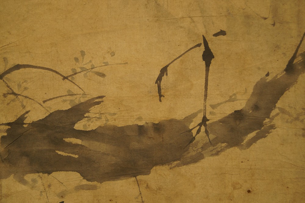 Kakemono Weisser Reiher Landschaft Nahaufnahme