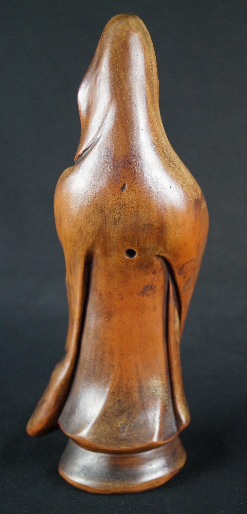 Kannon Figur Bizen Keramik Rueckansicht