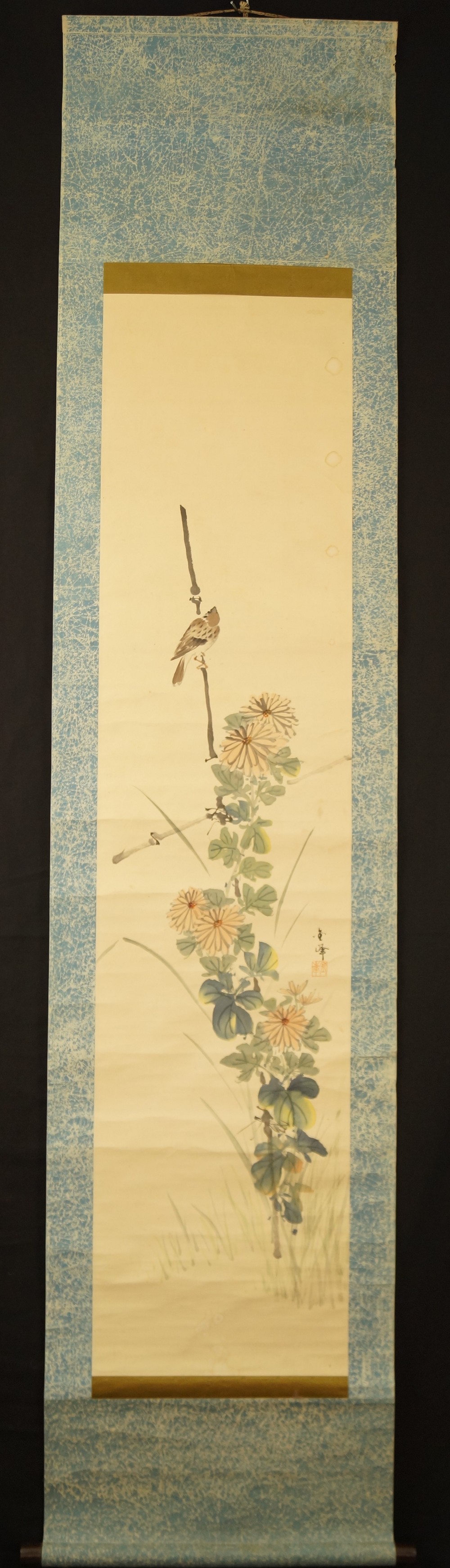 Moineau Kakemono vue générale du rouleau suspendu