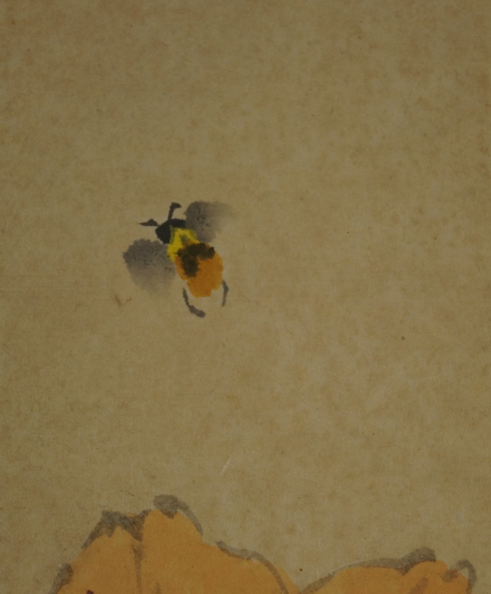 Flying bee motif close-up