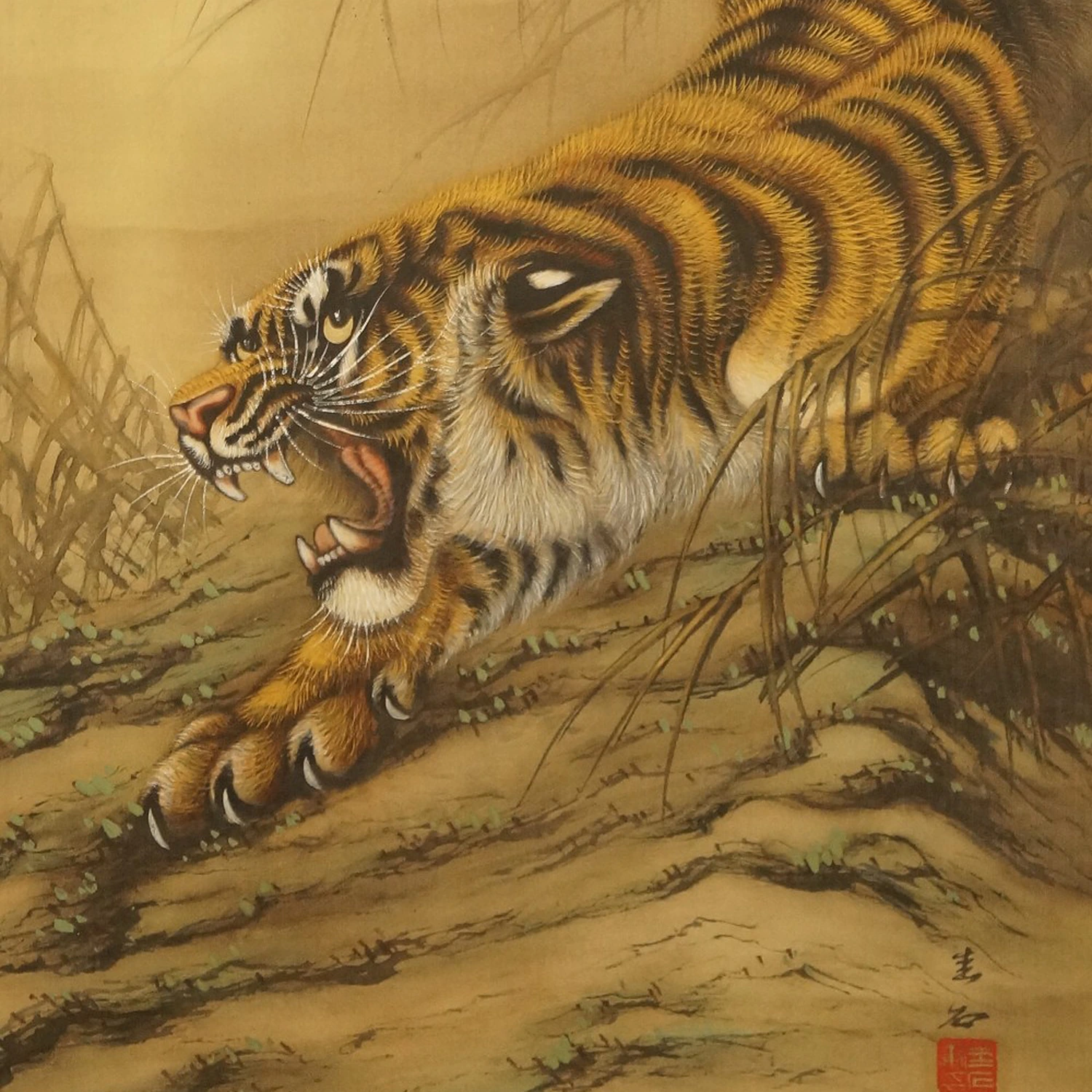 Tiger Kakemono Motiv Nahaufnahme Vorschau