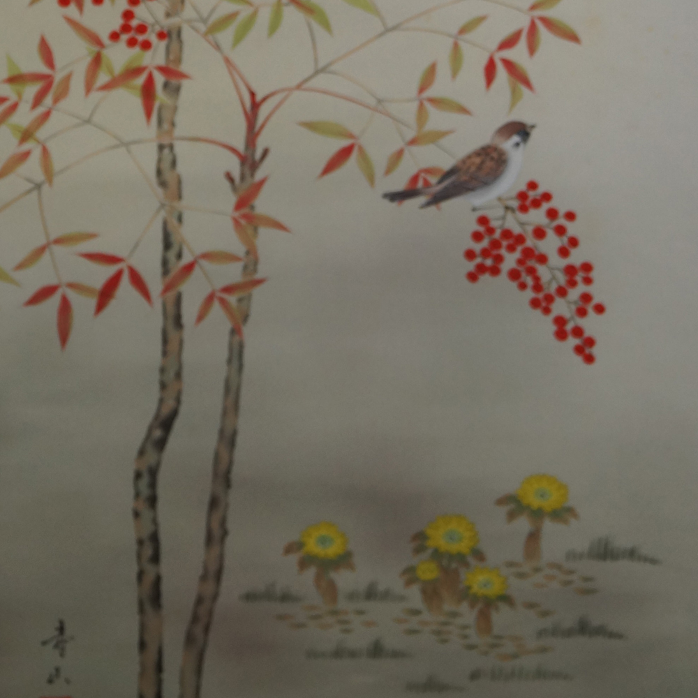 Vogel und Blume Motiv Nahaufnahme Vorschau