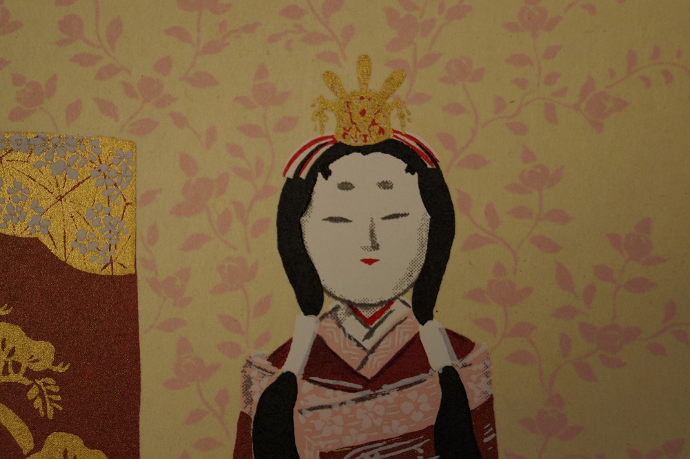 Shikishi Hina Dolls Print Empress Motif Close-Up 1