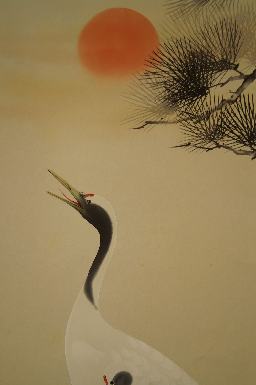 Kakemono aux grues motif de la grue gros plan 1