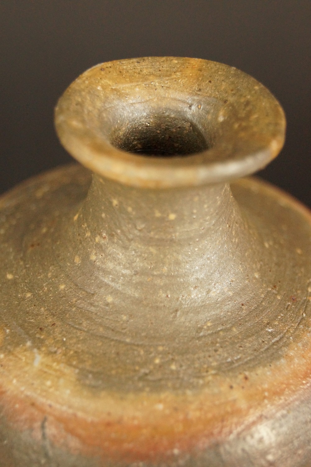 Bizen Tokkuri von Shuzo Ogawa Halsansicht Nahaufnahme