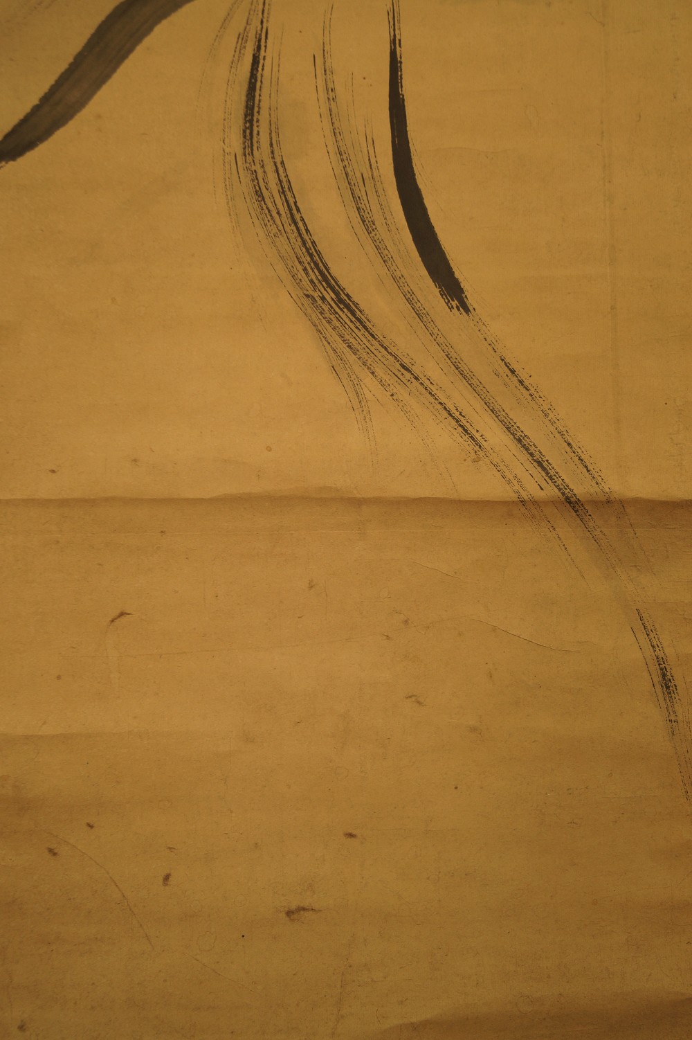 Bodhidharma Kakemono Pinselfuehrung Nahaufnahme