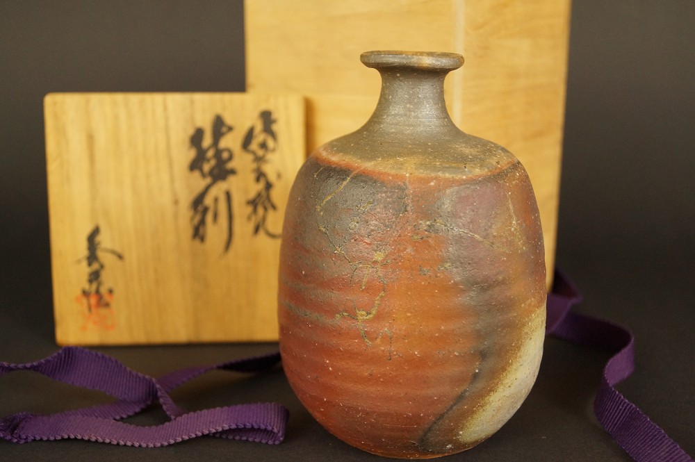 Bizen Tokkuri von Shuzo Ogawa Tokkuri mit Aufbewahrungsbox