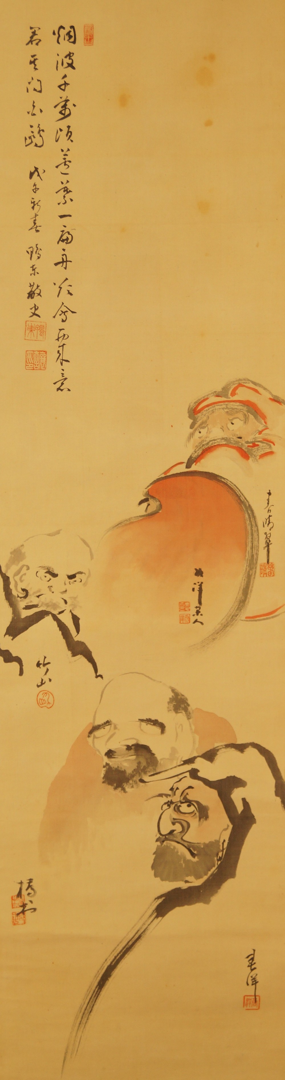 Bodhidharma Kakemono Gesamtmotiv ohne Rahmung