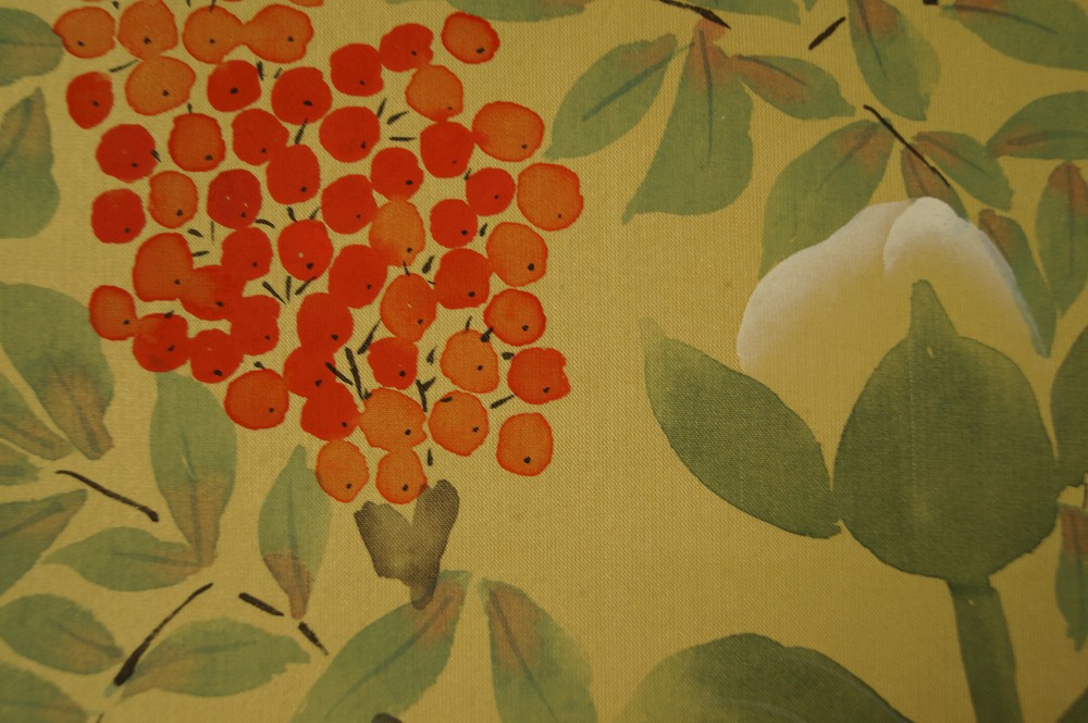 Fleurs motif de nandina gros plan