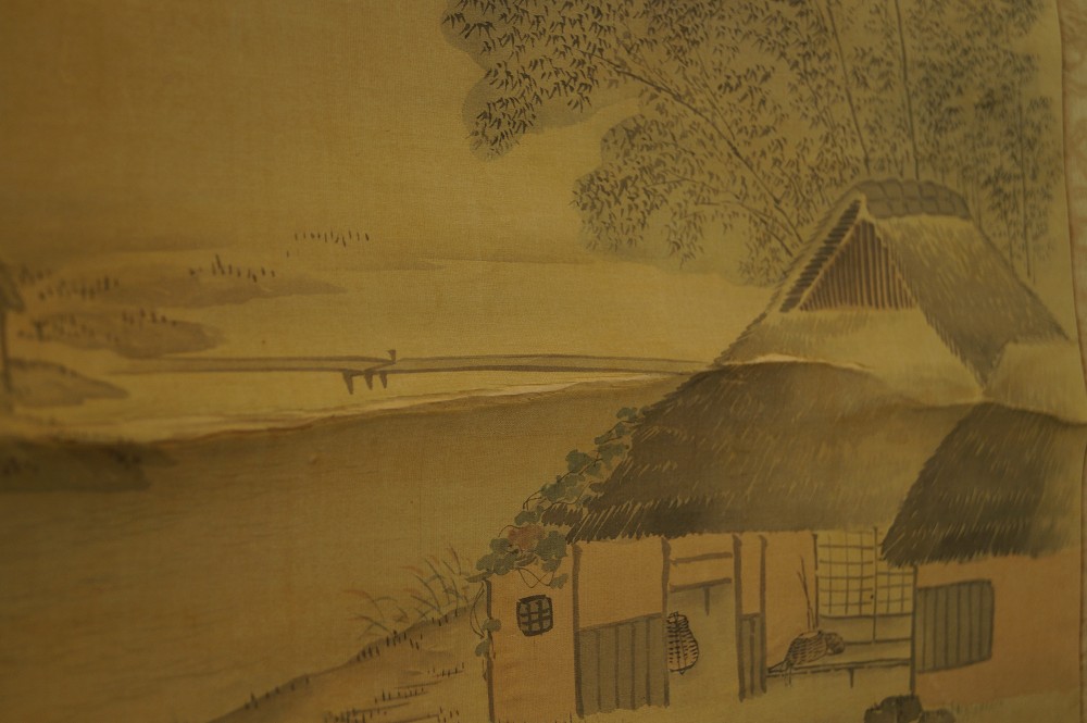 Thatched Huts with Bamboo Motif Close-Up