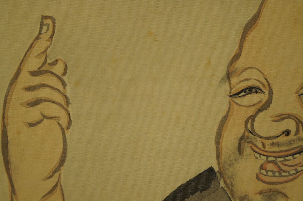 Hotei unter der Kiefer Kakemono Pinselfuehrung Nahaufnahme