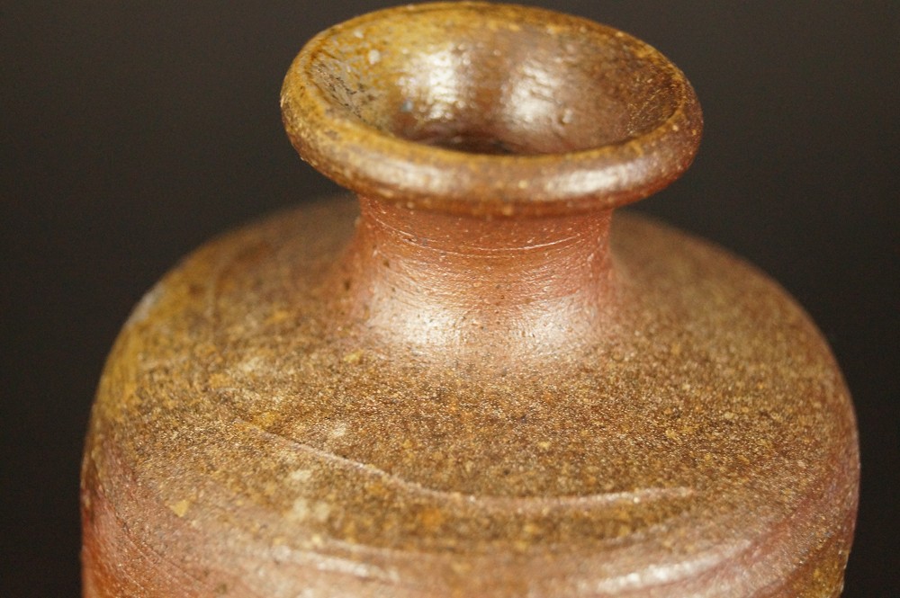 Bizen Tokkuri von Harada Totsuki Halsansicht Nahaufnahme