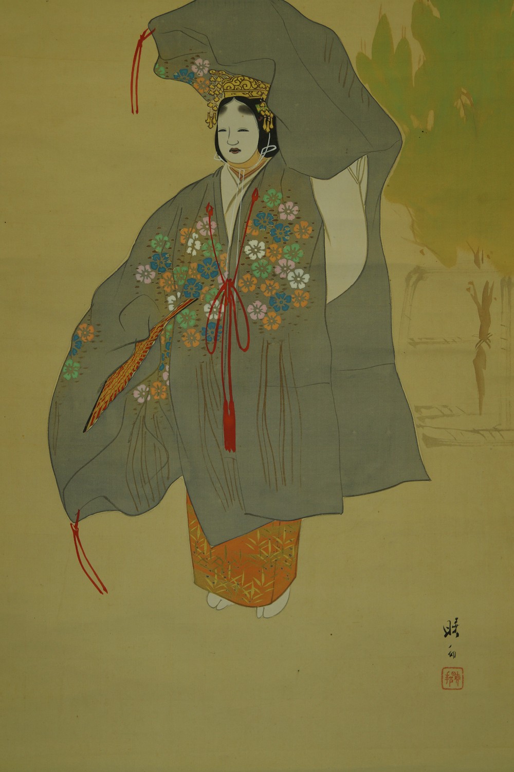 Kakemono kobieta w kimonie motyw zbliżenie