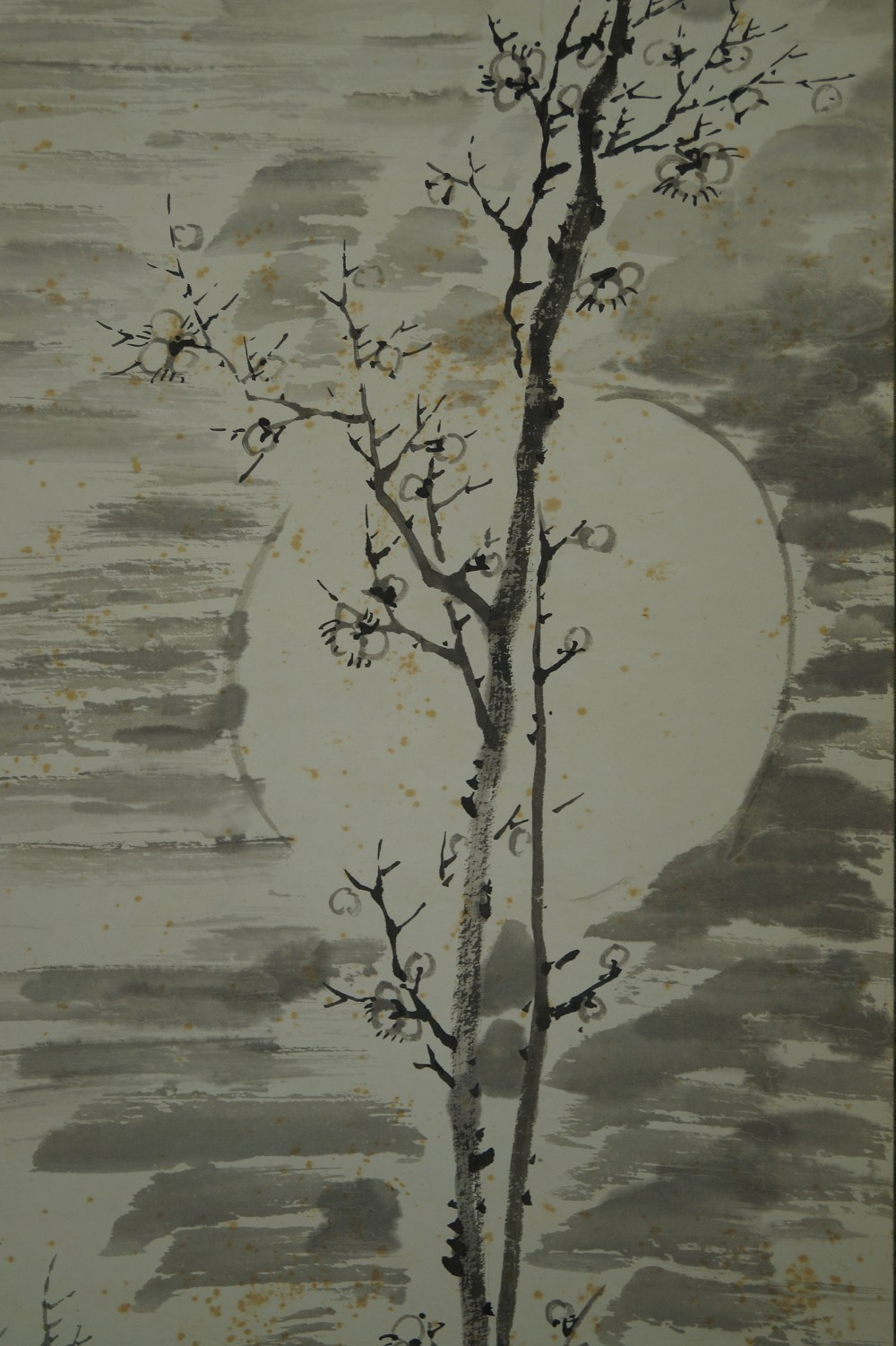 Pflaumenbaum im Mondlicht Rollbild Kakejiku Kakemono Mond Motiv Nahaufnahme