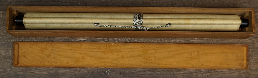 Piękność w kimonie zwój wiszący (kakemono) w pudle do przechowywania