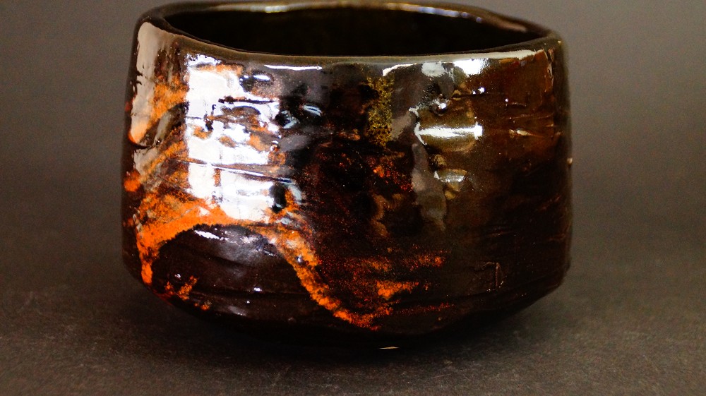 Chawan aus Kyoto Keramik Nyoi von Kaneko Sadahiro Frontalansicht