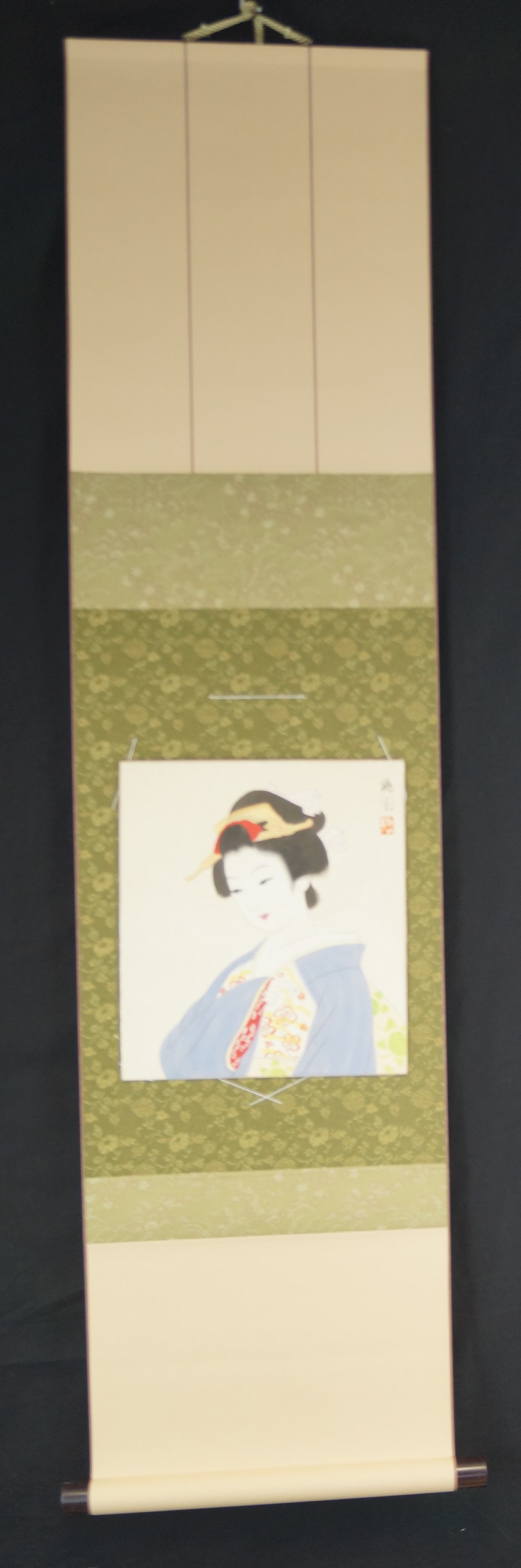 Shikishi Beauty in Kimono Full View with Frame