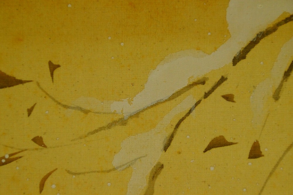 Vogel im Winter Kakemono von Ito Keisui Schnee-Motiv Nahaufnahme