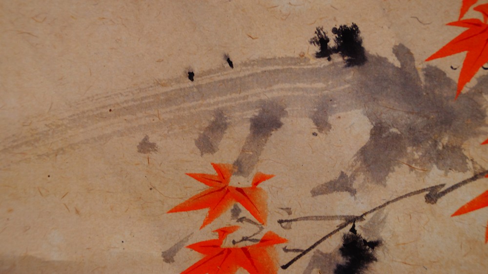 Herbstflug im Morgenlicht Kakemono von Manjo Kajo Ahorn-Motiv Nahaufnahme 3
