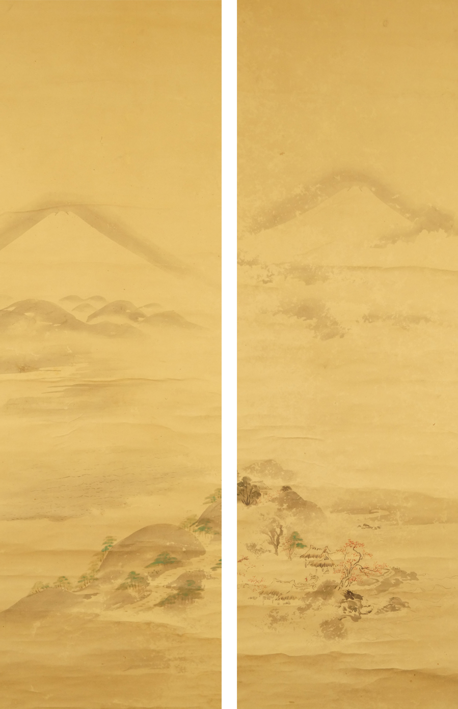 Les deux rouleaux suspendus motifs Fuji-san sans montage Ensemble motif entier sans montage