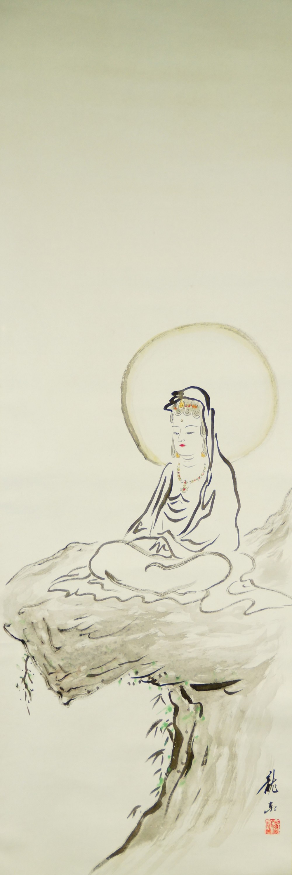 Buddha in meditazione kakemono motivo d'insieme senza montaggio