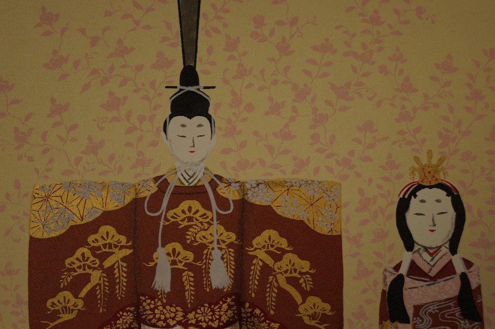 Shikishi Hina Dolls Print Emperor Motif Close-Up
