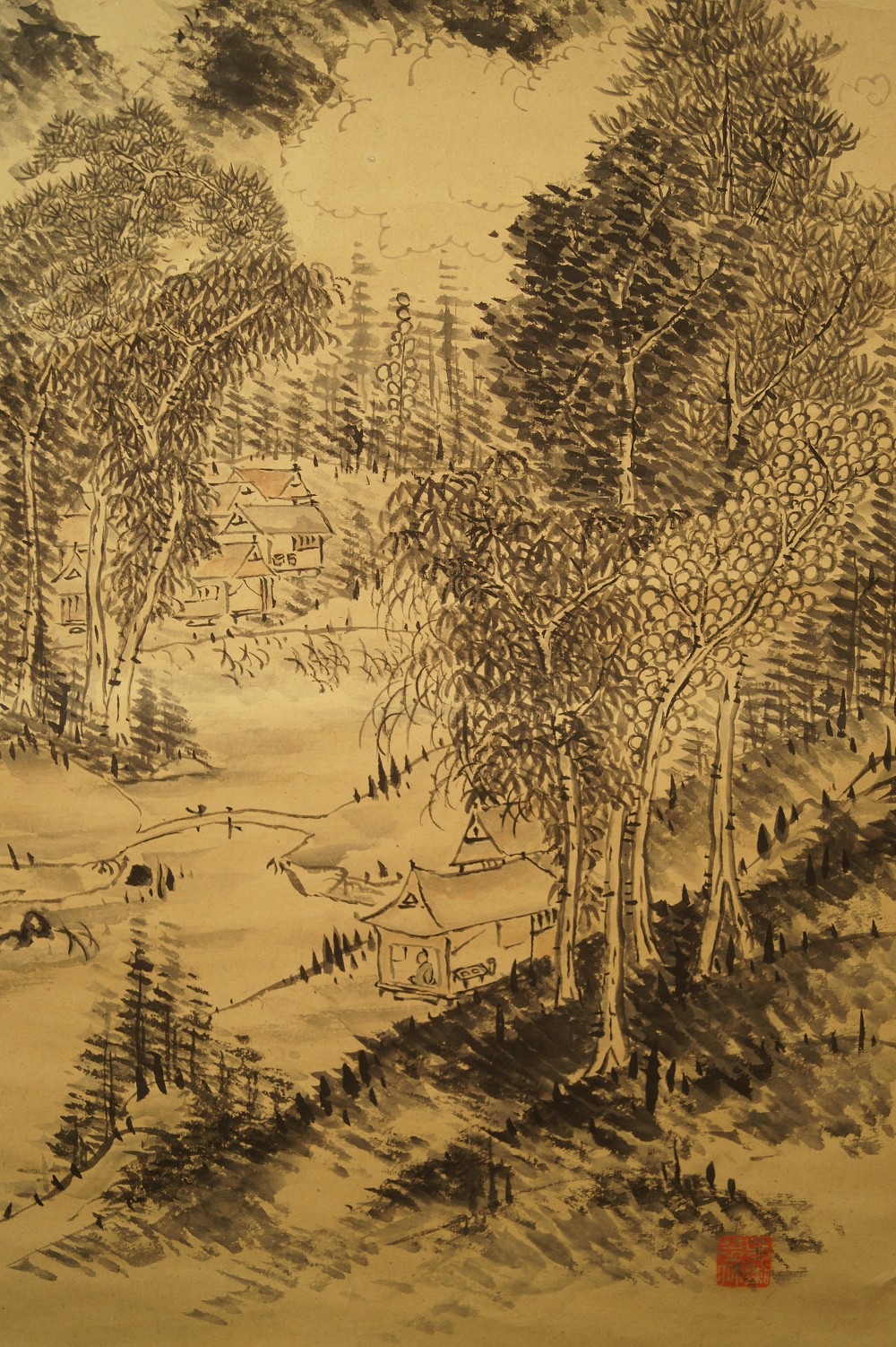 Kakemono Paysage motif village gros plan 1