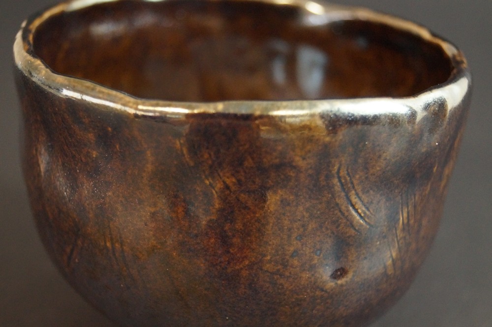 Chawan in ceramica di Tanba di Mitsuru Ichino vista laterale 2