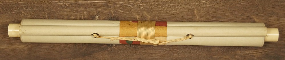 Kalligraphie Wind im Bambus Kakemono zusammengerollt