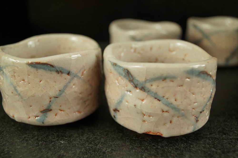 Sake Schalen Guinomi 5er Set Motiv Nahaufnahme 2