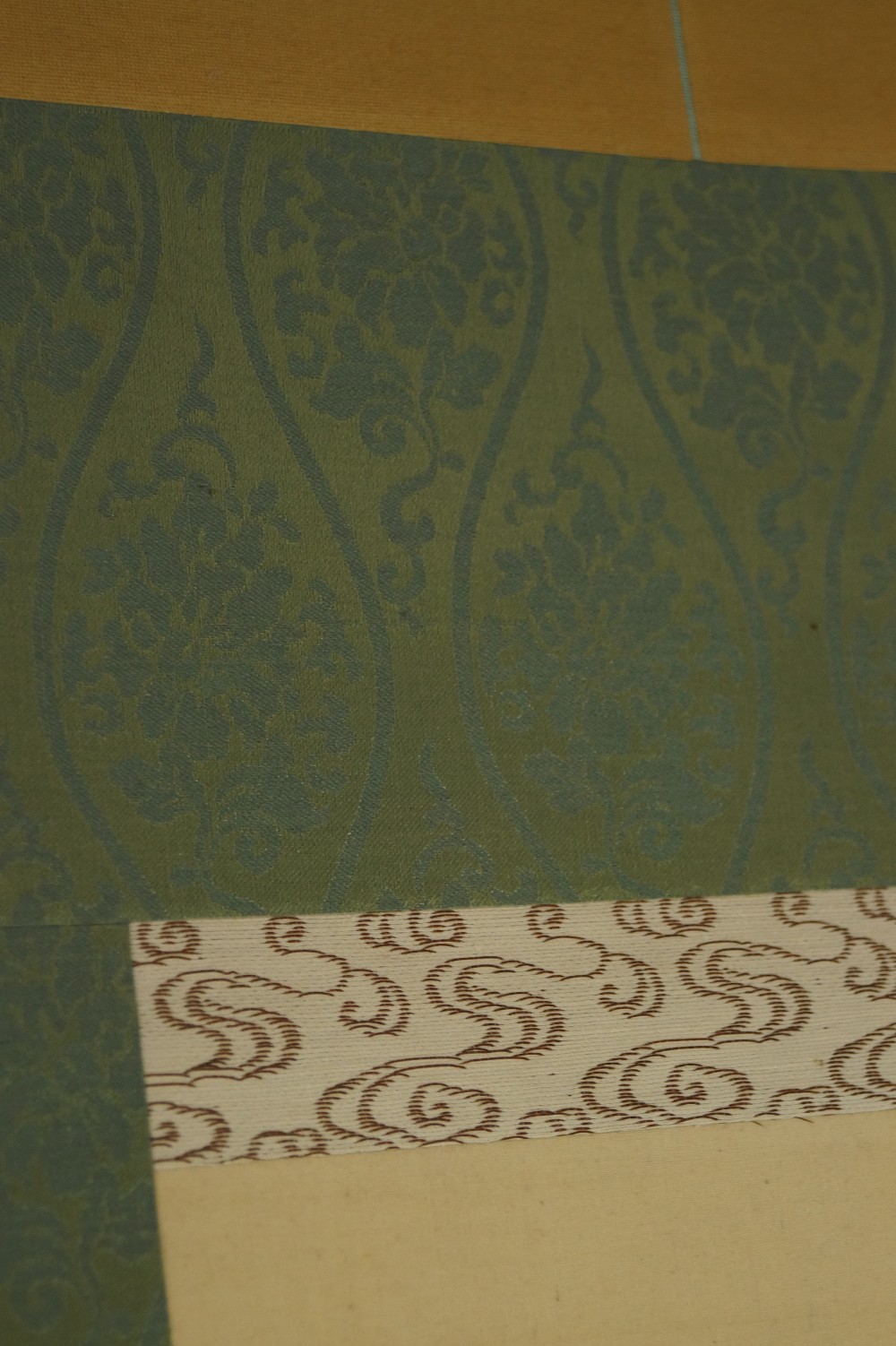 Japanisches Rollbild Zen Moench Montierungsdetail