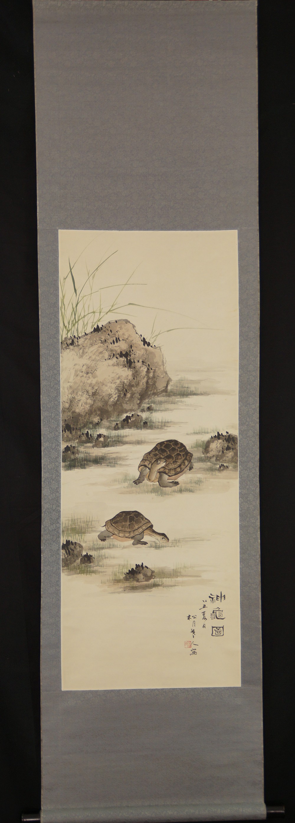 Zwei Schildkroeten von Shogetsu Gesamtansicht Rollbild