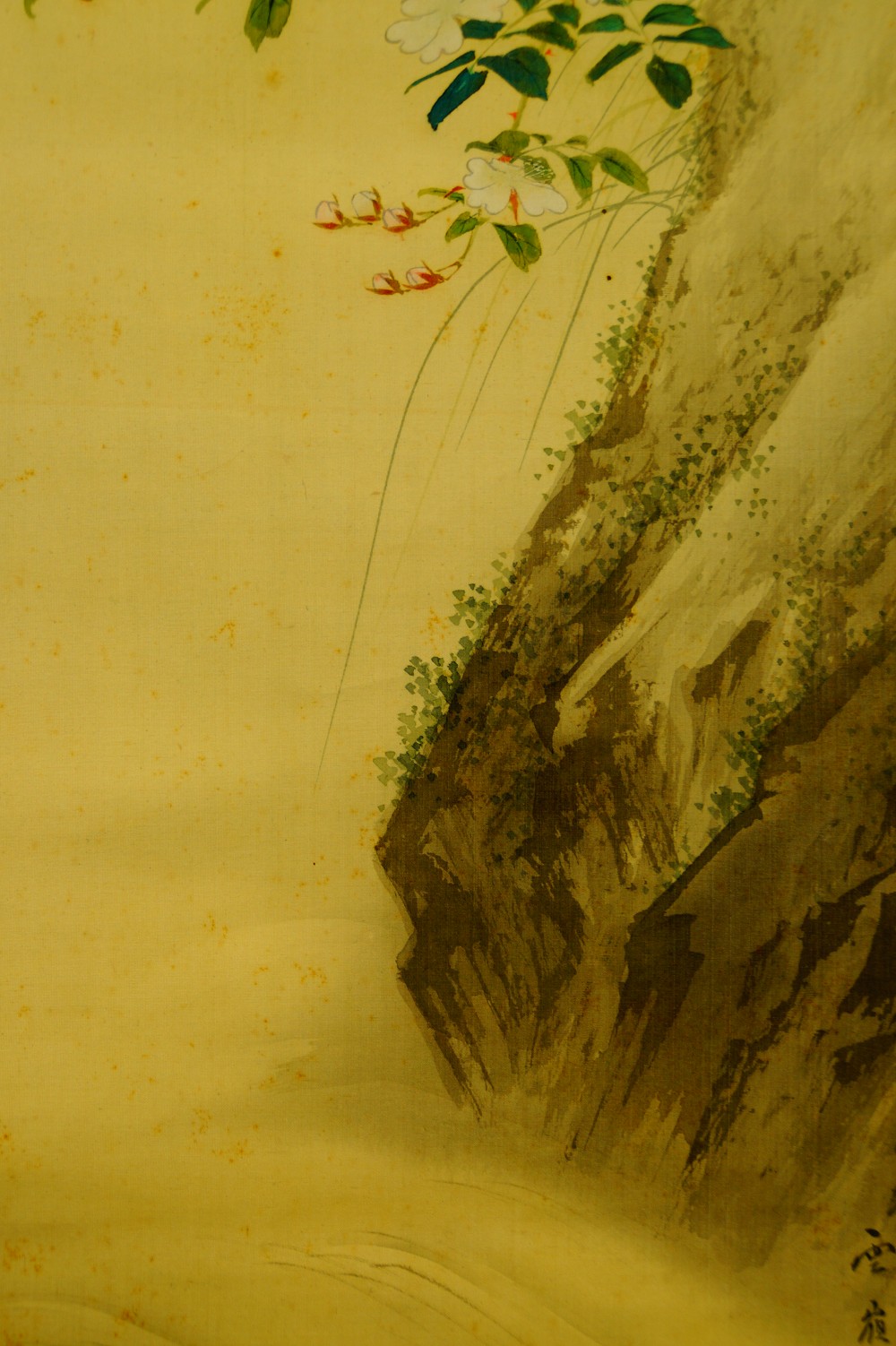 Zwei Forellen im Wasser Kakemono von Akamatsu Unrei Felsen-Motiv Nahaufnahme